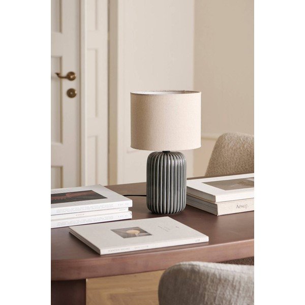 Sivá/béžová látková stolová lampa (výška  36 cm) Mizu – Ellos Home-image-2