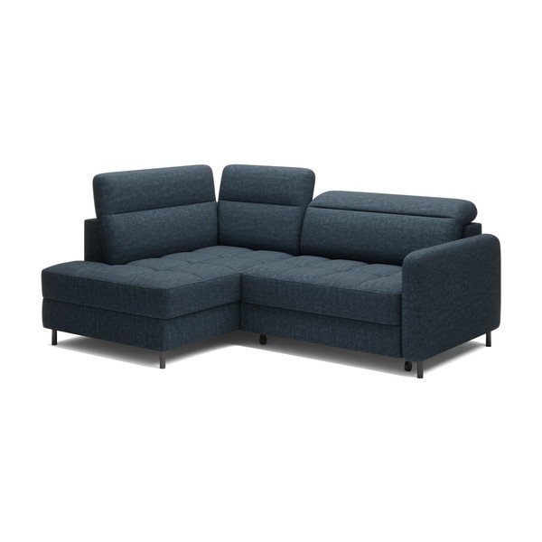 Modrá zamatová rozkladacia/s úložným priestorom rohová pohovka (ľavý roh/do L) Barea – ELTAP-image-2