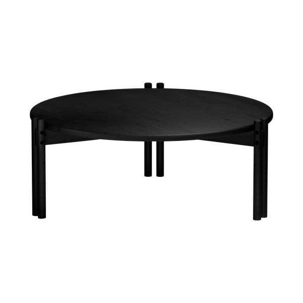 Čierny okrúhly konferenčný stolík z borovicového dreva ø 80 cm Sticks – Karup Design