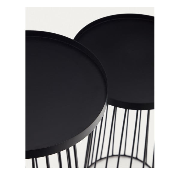 Kovové okrúhle odkladacie stolíky v súprave 2 ks Dilva – Kave Home-image-2