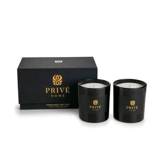 Súprava 2 čiernych vonných sviečok Privé Home Tobacco&Leather/Oud&Bergamot