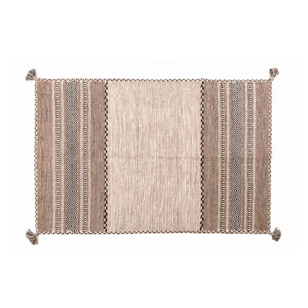 Béžovo-hnedý ručne tkaný koberec Navaei & Co Kilim Tribal 105, 90 x 60 cm