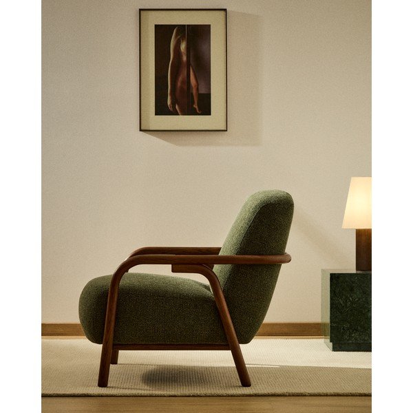 Tmavozelené ženilkové kreslo Sylo – Kave Home-image-1