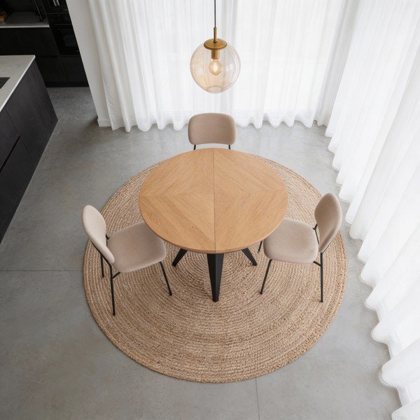 Okrúhly rozkladací jedálenský stôl s prídavnou doskou s doskou v dubovom dekore ø 120 cm Magnus – Windsor & Co Sofas-image-3