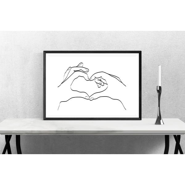 Plagát Blue-Shaker Line Drawing Love Hand Sign, 30 x 40 cm