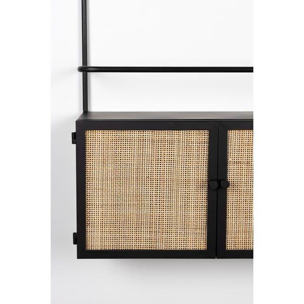 Čierny ratanový regál na víno Guuji - White Label-image-1