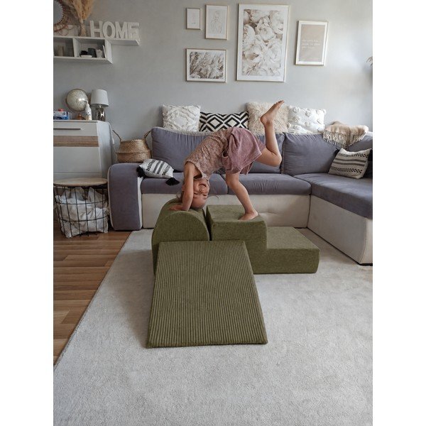 Khaki menčestrové penové ihrisko 3 ks výška  30 cm 45x143 cm – Meowbaby-image-1