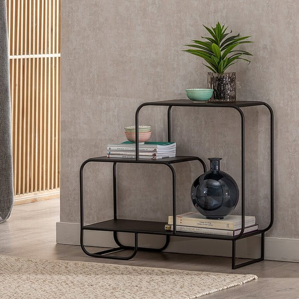 Čierny kovový regál 72x68 cm Sleco – Ixia-image-2