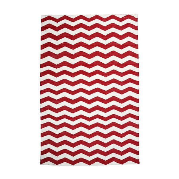 Bavlnený koberec Chevron Ivory/Red, 120x180 cm