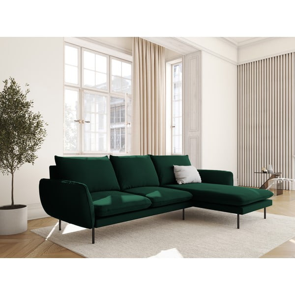 Tmavozelená zamatová rohová pohovka (pravý roh) Vienna – Cosmopolitan Design-image-1