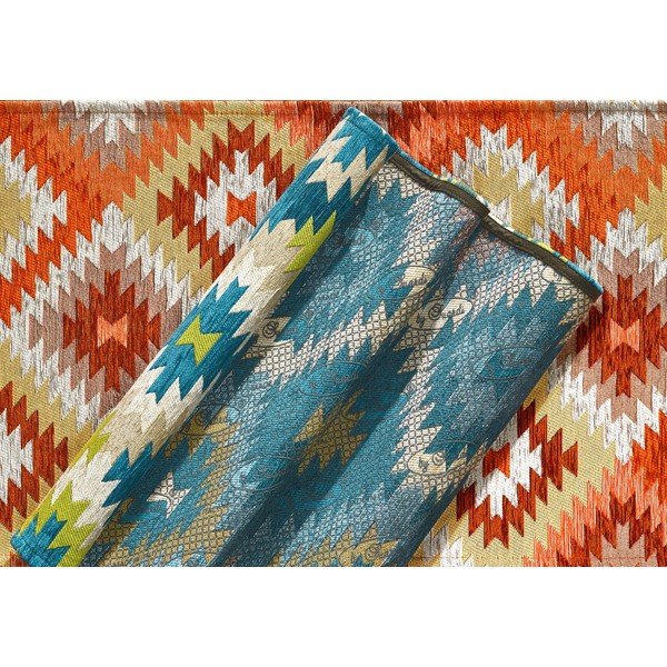 Červeno-žltý umývateľný behúň 55x115 cm Avana Rosso – Floorita-image-2