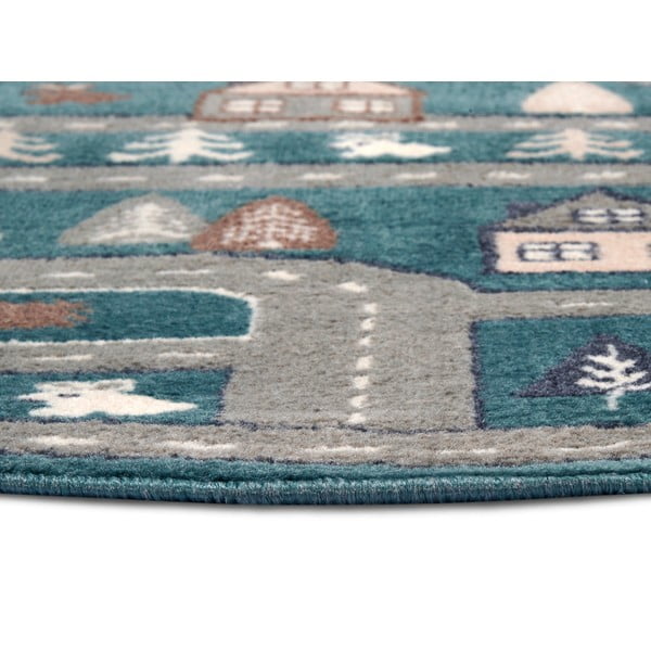 Detský koberec v petrolejovomodrej farbe ø 140 cm Streets – Hanse Home-image-2