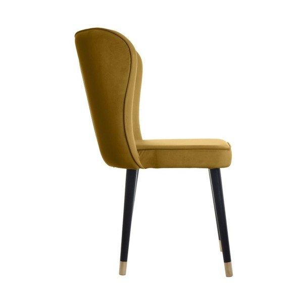Horčicovohnedá jedálenská stolička s detailmi v zlatej farbe JohnsonStyle Odette French Velvet-image-1