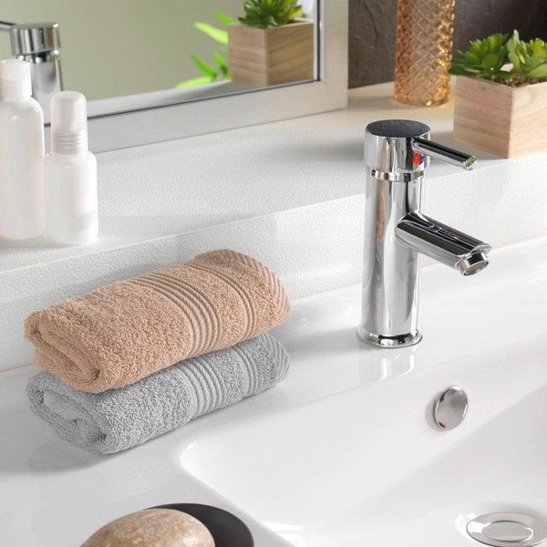 Svetlohnedý froté bavlnený uterák 30x50 cm Tendresse – douceur d'intérieur-image-1