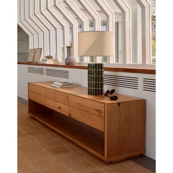 Zelená/krémová stolová lampa s textilným tienidlom (výška  61,5 cm) Rue – Kave Home-image-2