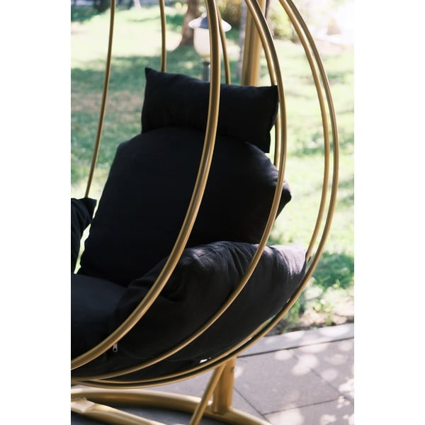 Závesné záhradné kreslo v čierno-zlatej farbe Damla – Floriane Garden-image-3