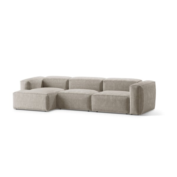 Béžová menčestrová rohová pohovka (ľavý roh/s leňoškou) Bergamo – Cosmopolitan Design-image-2