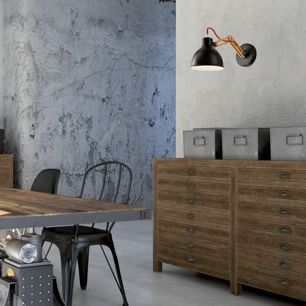 Čierno-hnedé nástenné svietidlo ø 15 cm Marcello – LAMKUR-image-2