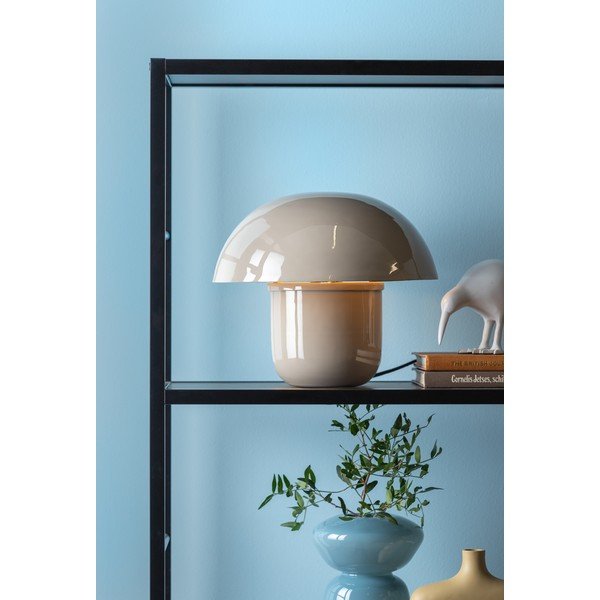 Sivá stolová lampa s kovovým tienidlom (výška 25 cm) Fat Mushroom – Leitmotiv-image-1