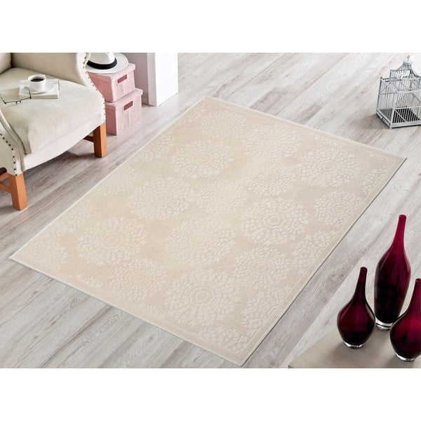 Krémovobiely odolný koberec Vitaus Penelope, 100 x 150 cm