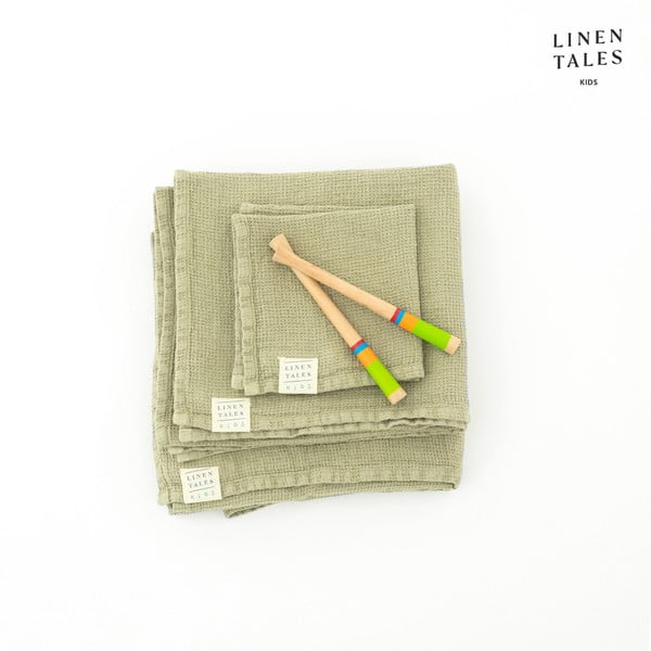 Svetlozelená ľanová detská osuška 45x90 cm - Linen Tales-image-2