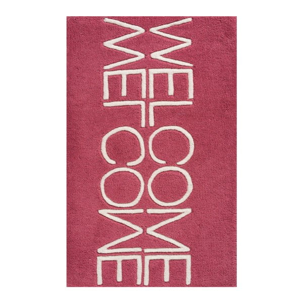 Ružový vlnený koberec Linie Design Welcome, 50 x 80 cm