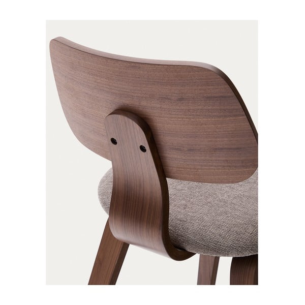 Béžová/tmavohnedá jedálenská stolička v dekore orecha Gena – Kave Home-image-4
