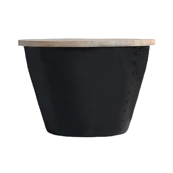 Čierny príručný stolík s doskou z mangového dreva LABEL51 Indi, ⌀ 60 cm