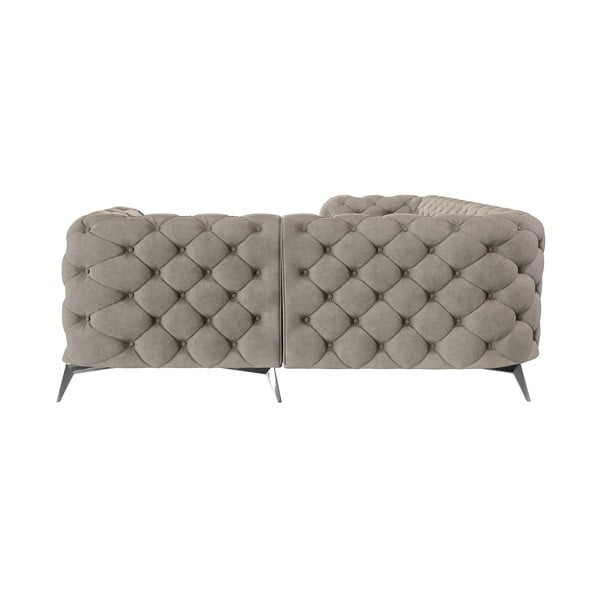 Sivobéžová zamatová rohová pohovka (pravý roh/do L) Chelsea – Ropez-image-3