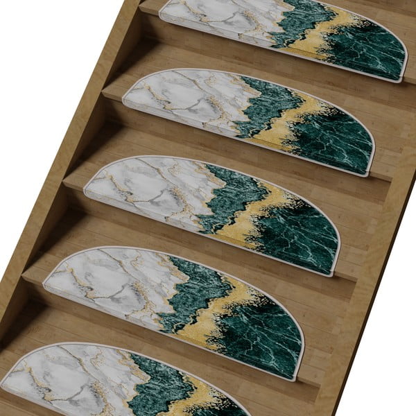 Nášľapy na schody v súprave 16 ks v petrolejovo-krémovej farbe 20x65 cm Golden Marble – Vitaus-image-1