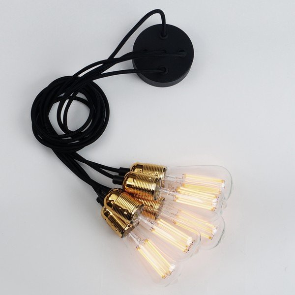 Čierne päťramenné závesné svietidlo s detailmi v zlatej farbe Sotto Luce Uno-image-4