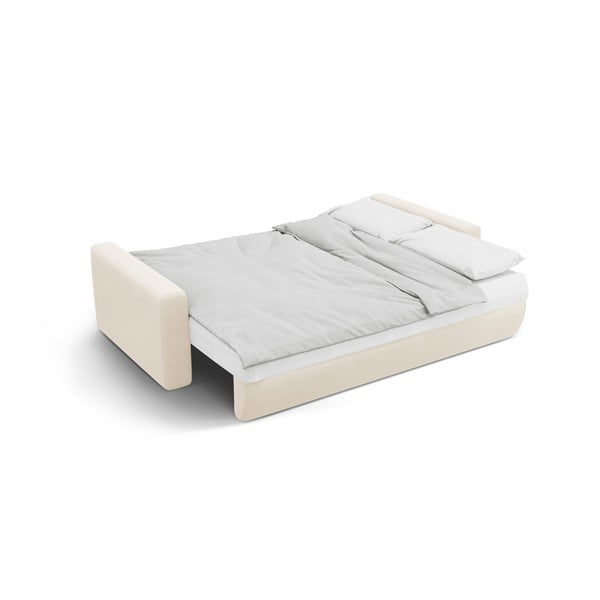 Béžová zamatová rozkladacia pohovka s úložným priestorom 238 cm Belfast – Cosmopolitan Design-image-4