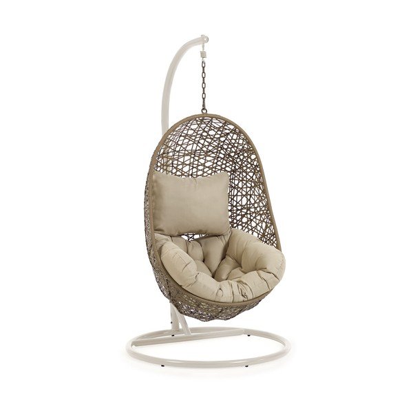 Svetlosivé/béžové závesné záhradné kreslo z umelého ratanu Florina – Kave Home