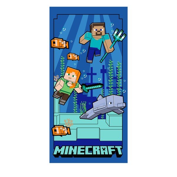 Modrá detská osuška z mikrovlákna 70x140 cm Minecraft "Underwater Fun" – Jerry Fabrics