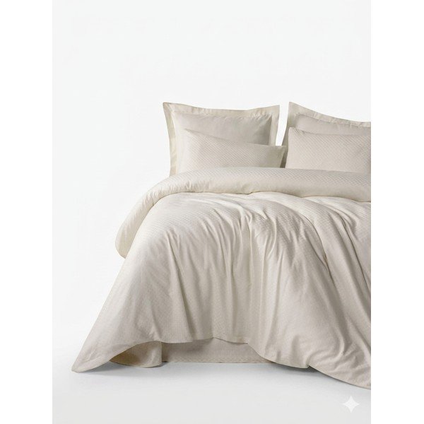 Béžové obliečky na jednolôžko z bavlny Renforcé 140x200 cm Checkered – Mila Home Luxury