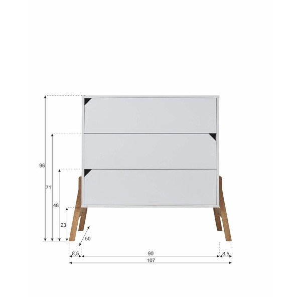 Biela komoda s 3 zásuvkami BELLAMY Lotta-image-3