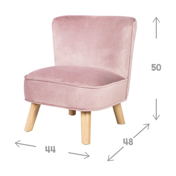 Svetloružové zamatové detské kresielko Lil Sofa – Roba-image-3