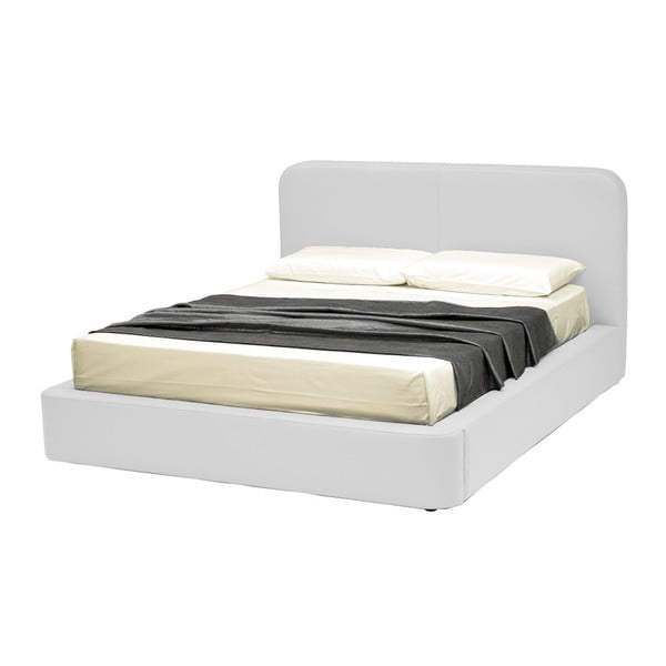 Biela dvojlôžková posteľ s úložným priestorom a poťahom z koženky 13Casa Pegasus, 160 x 190 cm