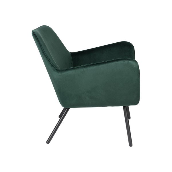 Tmavozelené zamatové kreslo White Label Bon-image-3