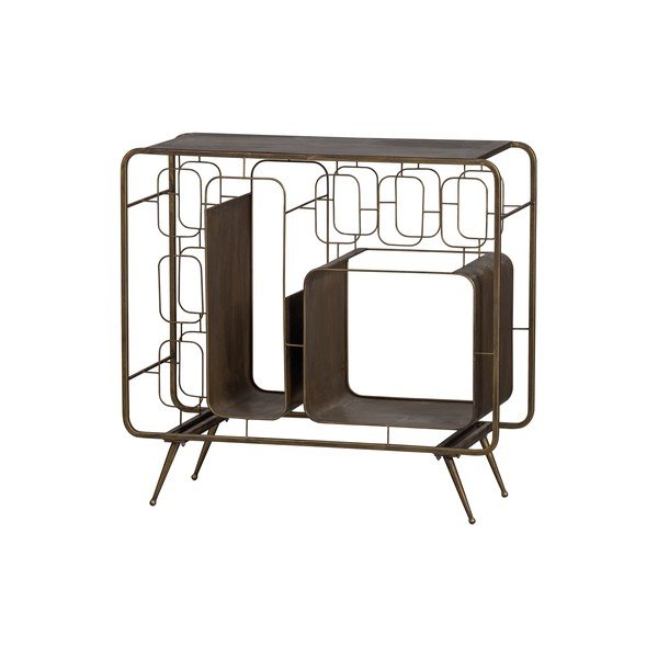 Kovová vinotéka v zlatej farbe počet fliaš 6, 87x80,5x33 cm Capo – WOOOD-image-2