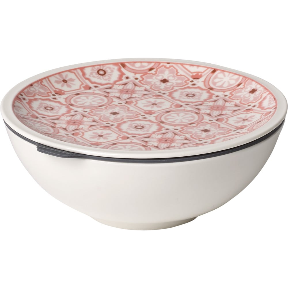 Červeno-biela porcelánová dóza na potraviny Villeroy & Boch Like To Go, ø 16,3 cm