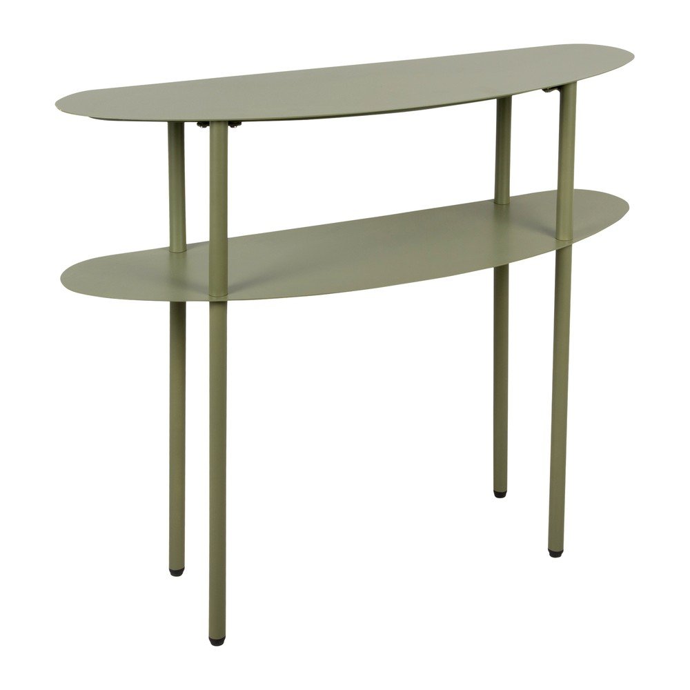 E-shop Zelený kovový konzolový stolík 28x90 cm Riqueza – Leitmotiv