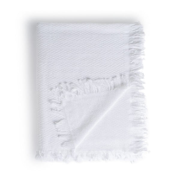 Biely pléd z recyklovanej bavlny 260x280 cm Spike – Ixia