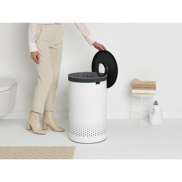 Biely kovový kôš na bielizeň 60 l – Brabantia-image-1