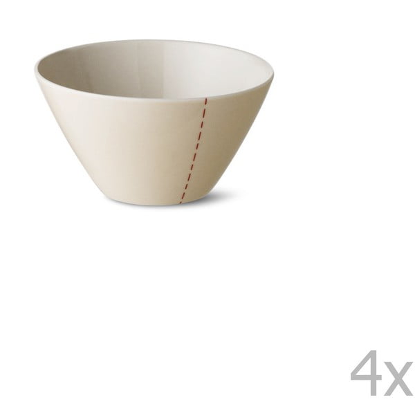 Sada 4 krémových porcelánových misiek Anne Black Tilt, ⌀ 12,5 cm