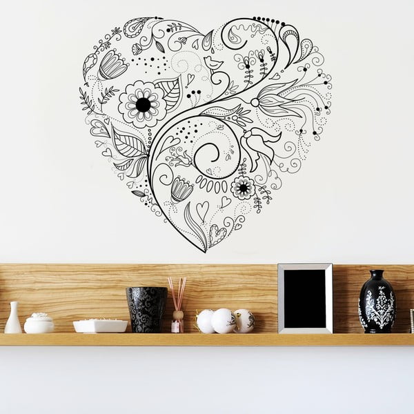 Dekoratívna samolepka na stenu Floral Heart