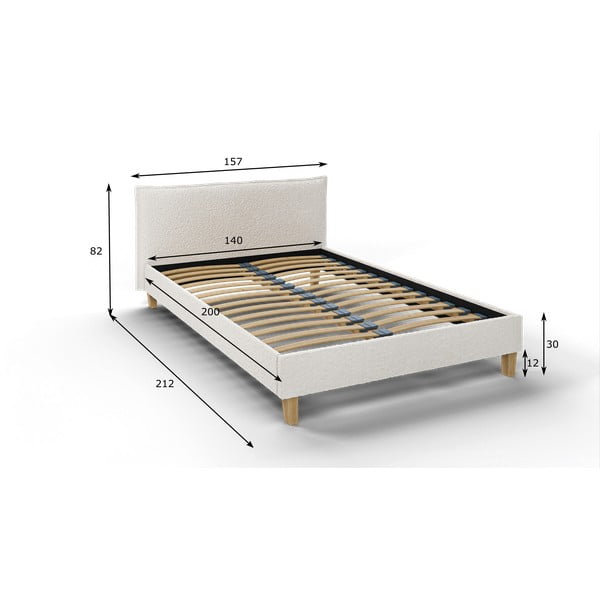 Krémová čalúnená dvojlôžková posteľ s roštom 140x200 cm Tina - Ropez-image-4