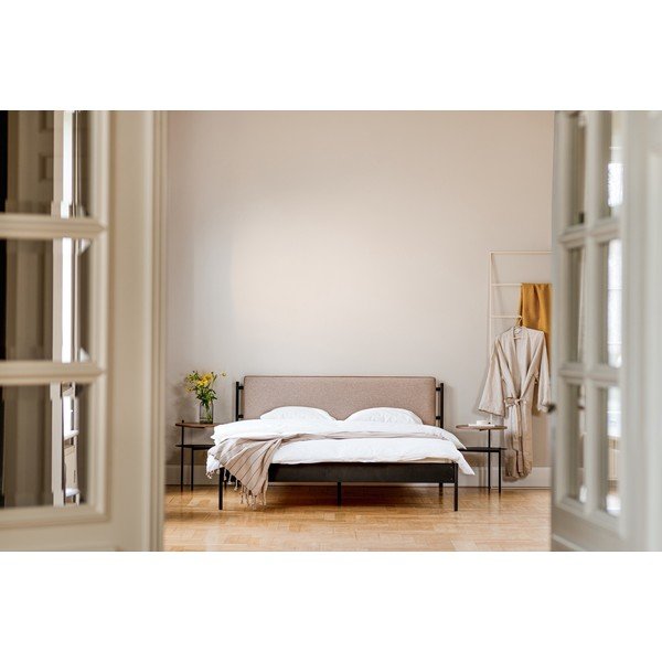 Čierna oceľová čalúnená dvojlôžková posteľ s roštom 180x200 cm Eton Basic – noo.ma-image-3