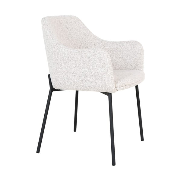 Biele čalúnené jedálenské kreslo s podrúčkami Melilla – House Nordic-image-3