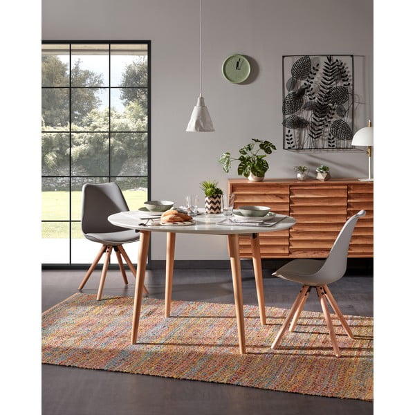 Biely rozkladací jedálenský stôl s bielou doskou 90x120 cm Oqui – Kave Home-image-1